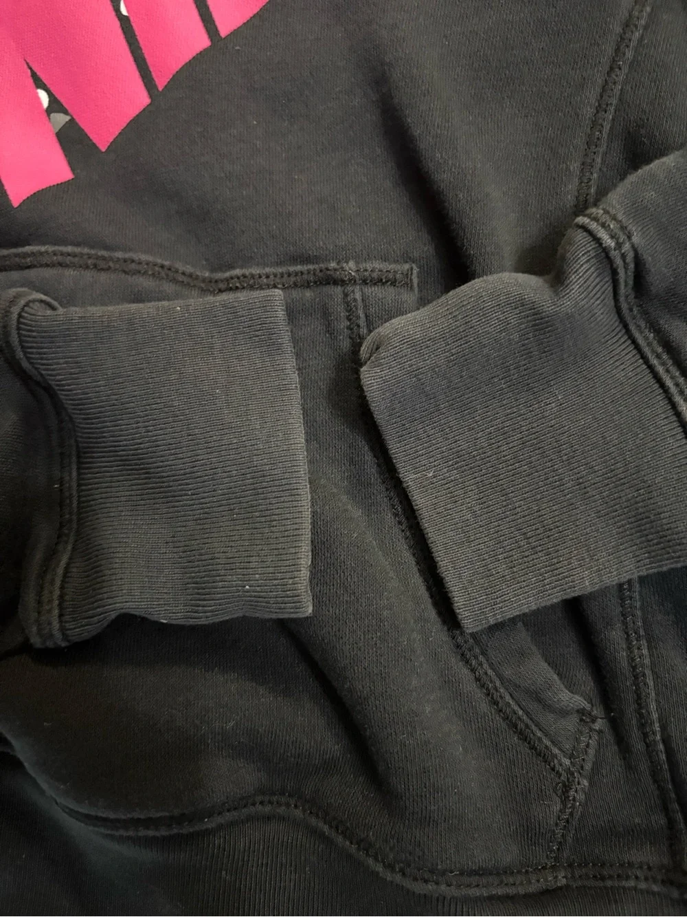 Nike Girl’s Black & Pink Graphic Hoodie with Pink Logo and Hood Lining